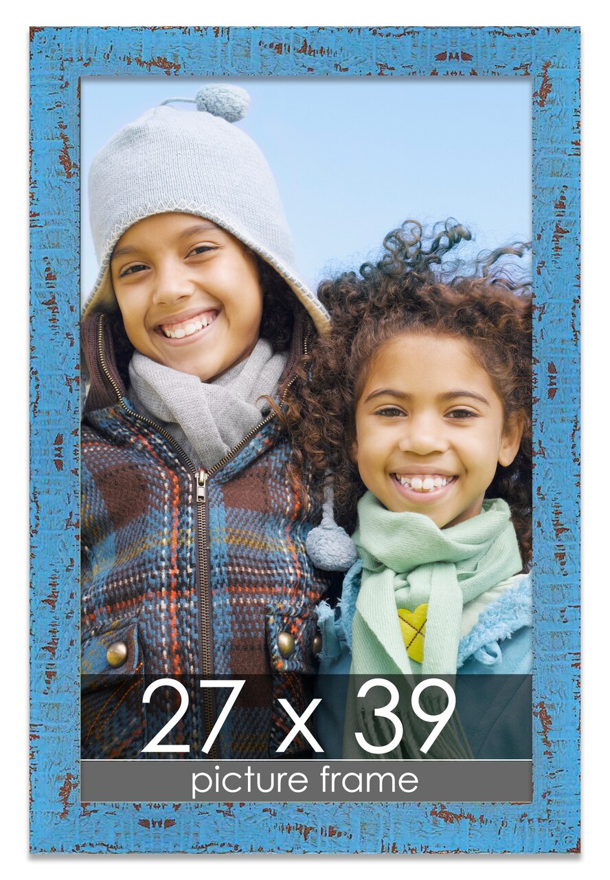 Shabby Chic Blue Picture Frame - UV Acrylic, Foam Board Backing, Hanging Hardware